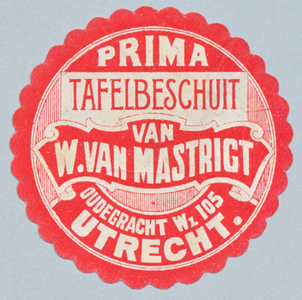 711037 Sluitzegel van W. van Mastrigt, [Luxe Bakkerij], Oudegracht Wz 105 te Utrecht.N.B. Het adres is in 1917 ...